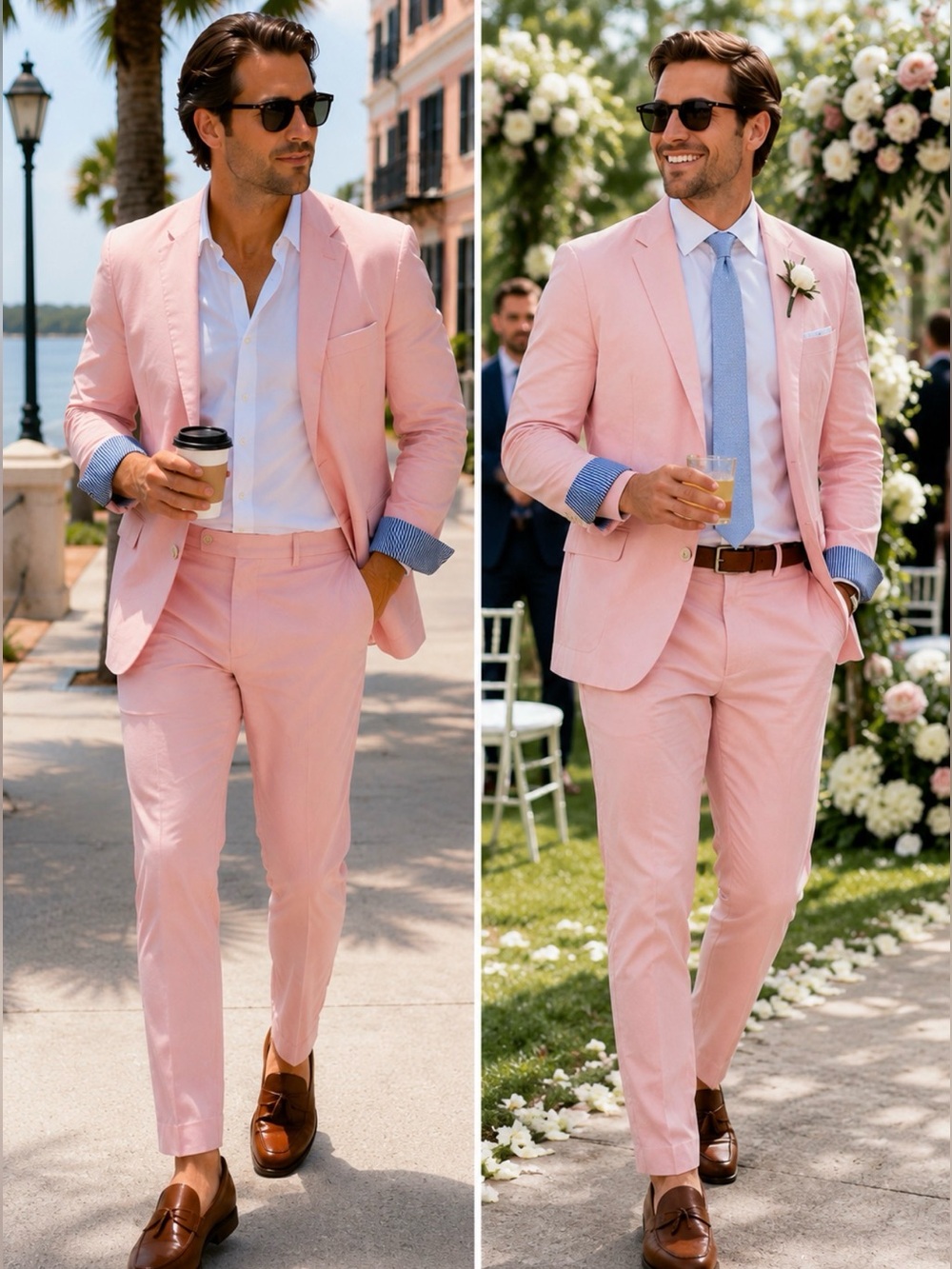 TOMMY HILFIGER PINK COTTON STRETCH SUIT 44S 36X30 PREPPY WEDDING DERBY KENTUCKY
